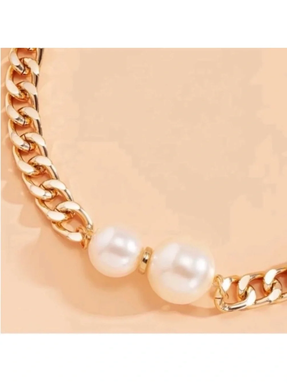 NEW! Gold Pearl Accent Chain Choker Necklace. 🤍 Choker Necklace - Picture 6 of 7